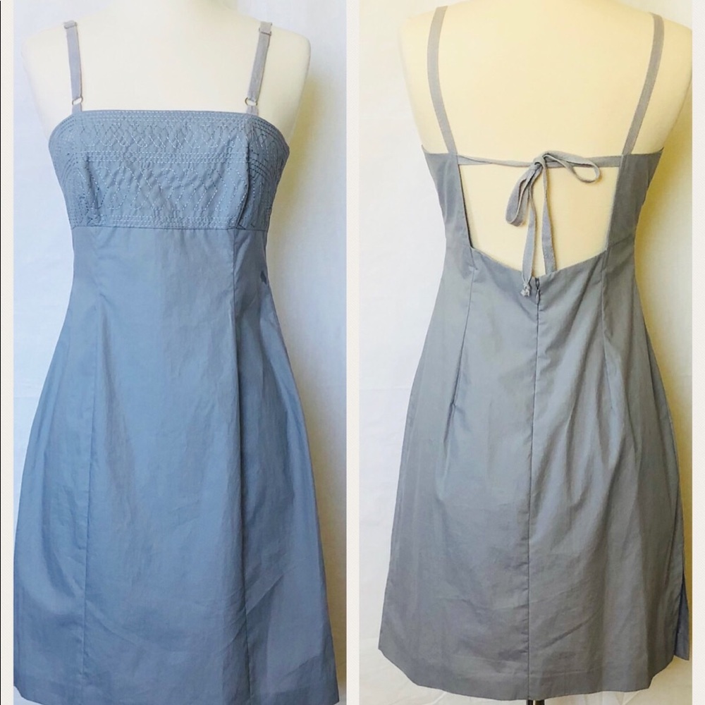 BCBG MaxAzaria Embroidered Open Back Strap Dress